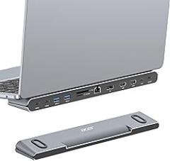 Acer Laptop Docking Station Stand, 11-in-1 USB C Docking Station 3 Monitors with DP 8K + Dual HDMI 4K@60Hz, Ethernet, 10Gbps Data, 100W PD, SD/TF, USB C Dock with Detachable Cable for Acer/Dell/Mac/HP