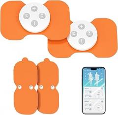 JUSTWILL Wireless TENS Unit EMS Muscle Stimulator for Pain Relief Therapy 24 Modes,2 Sets FSA HSA Eligible TENS Machine APP Control,Portable Rechargeable Electronic Pulse for Back Neck Shoulder(4Pads)