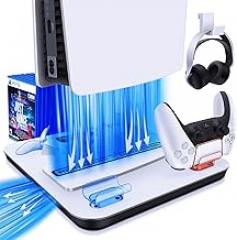 TNP PS5 Cooling Stand with Fan & Charging Station - 4 Speed Modes, Multiple Controller Charger, Headset Display Stand