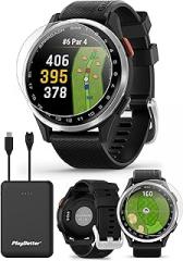 Garmin Approach S44 (Silver/Black) Golf GPS Smartwatch Bundle - 1.2