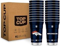 Top Cup NFL Denver Broncos 20 oz Reusable Aluminum Cups 20 Count | Officially Licensed, Durable, Reusable & Recyclable, Made in USA