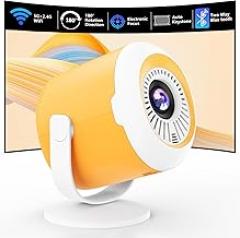 Portable Mini Projector with WiFi and Bluetooth Rotatable Movie Projector with Electronic Focus LED Pico Projectors for Home Theater Compatible with Smartphone, TV Stick, Laptop, HDMI, USB