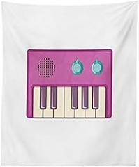 Lunarable Music Tapestry, Synthesizer in Cartoon Style on White Background Digital Electronic Instrument, Fabric Wall Hanging Decor for Bedroom Living Room Dorm, 23