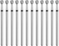 HARFINGTON 12pcs 70-80 Grits Diamond Grinding Bit 3.5mm Ball Head 2.35mm Shank 3.5mm Length Stone Sanding Drill Bits Rotary Tool for Ceramic Glass Nails Grinding Polishing