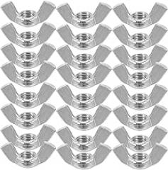 Generic 60pcs Stainless Steel Butterfly Hand Twist Fastening Threaded Machine Nuts for Electronics Appliances Communication Antennas Maintenance (60pcs M4+M5+M6+M8 Each 15pcs)