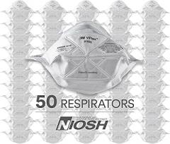 3M N95 Disposable Respirator, Pack of 50, Standard Size, NIOSH Approved, VFlex Particulate Respirator 9105, For Sweeping, Sanding, Grinding, Sawing, Bagging, Dust