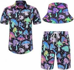 PATSINFOS mens festival clothing,festival outfits for men,rave outfits men,mushroom Hawaiian Shirt For Men,01