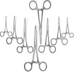 SURGICAL ONLINE Ultimate Hemostat Set, 8 Piece, Curved and Straight, Stainless Steel - Ideal for Fishing Forceps, Hobby Tools, Electronics, and Taxidermy