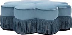 Safavieh Home Tanith Dusty Blue Velvet Flower Ottoman