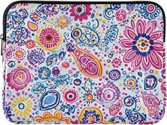 Laptop Case 13, 13.3, 14 Inch Colorful Floral Paisley White Waterproof Briefcase Bag Portable Electronic Device Cover