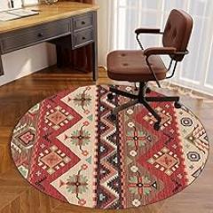 Drum Rug Round Office Chair Mat Office Floor Mat, Office Chair Floor Protection Mat, Non-Slip, Floor Protection Mat Suitable for Home Office, Gaming Chair Mat-J||110CM