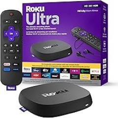 Roku Ultra (4K/HDR/HD) Streaming Player with Enhanced Voice Remote, Ethernet W/Premium 6FT 4K Ready HDMI Cable & 64GB MicroSD for Faster Channel Loading (US Version), Black (4802CA)
