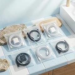 6Pcs Frosted Clear Ziplock Bags for Cables, Waterproof Portable Storage Pouch for Charging Cords & Small Electronics, Minimalist Travel Organizer