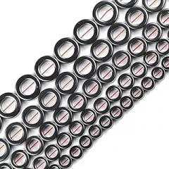 8-14mm Natural Colorful Hematite Circle Loose Beads DIY Jewelry Making - Rose - 28pcs(Natural Black,14mm 28pcs)