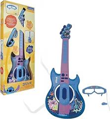 Lexibook, Disney Stitch, Electronic Guitar with Microphone and Glasses for Stylish Singing, 2 Game Modes, Demo Melodies, Light Effects, Blue, K260D