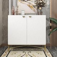 Elegant 2 Door White Locker Accent Cabinet with Scratch-Resistant Finish, Offering Ample Storage for Books, Electronics, and Household Items