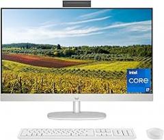 HP 27 inch All-in-One Desktop PC, FHD Display, 13th Generation Intel Core i7-1355U, 12 GB RAM, 512 GB SSD, Intel Iris Xe Graphics, Windows 11 Pro, 27-cr0082 (2023)