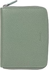 Filofax Norfolk Zip Organizer, Pocket Compact Size, Sage - Soft, Full-Grain Leather, Six Rings, Two-Weeks-to-View Insert, English (C022400)