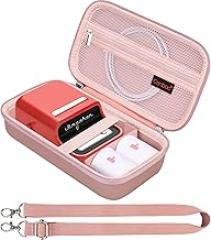 Canboc Carrying Case for NIIMBOT B21 Label Maker, Portable Bluetooth Thermal Label Printer Bag with Removable Shoulder Strap, Mesh Pocket fit Printer Labels, USB Cable, Rose Gold (Case Only)