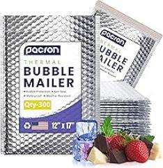 300-Pack Insulated Silver Thermal Bubble Mailers 12 x 17 - Waterproof Metallic Foil Self-Sealing Padded Envelopes for Cold Shipping, Perishables, Food, Cosmetics, Pharmaceuticals