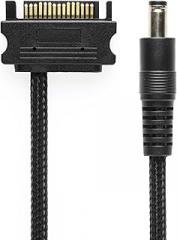 CRJ 15-Pin SATA to 12V DC Plug Adapter Cable - 12-inch (30cm), Black Sleeved - Electronics 12V 5.5mm x 2.1mm Barrel Plug Power Adapter from an ATX Power Supply 15-Pin SATA Power Connection