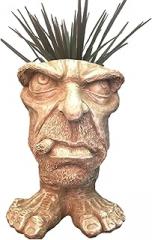 homestyles 13 in. Stone Wash Uncle Carmine The Muggly Statue Face Planter Holds 5 in. Pot
