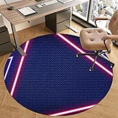 Drum Rug Office Chair Mat, Round Floor Protection Mat for Hard Floors, Multi-Purpose Non-Slip Gaming Chair Mat, Office Chair Mat for Wooden Floor-D||110CM