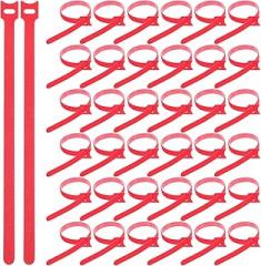 100pcs Red Reusable Cable Ties Cord Organizer for Desk Wire Management Fastening Strap Self-adhesive Hook and Loop Tape Cable Holder for Electronics