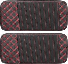 X AUTOHAUX 2pcs Car CD Visor Storage Cases Vehicle Sun Visor Organizer with 10 DVD Storage Sleeves Black with Red Line