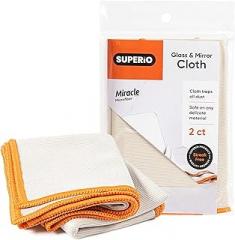 Superio Microfiber Glass, Mirror, Window Cleaning Cloth for Car Windshield, Lenses Tv Screen, Electronics, 14x16 Large Micro Fiber Lint & Streak Free Blue/Green 2 Pack, Just Water (2 Pack)