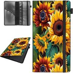 Car Registration and Insurance Holder,Leather Vehicle Glove Box Organizer Wallet for Document,Perfect for any Car,Truck,Motorcycle,Driver License,Trailer or Boat,Men & Women,Beautiful Sunflower