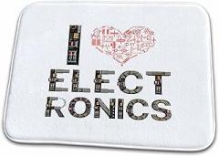 Dish Drying Mat - I love electronics decorative text made of electronics components Alexis Design - Electronics