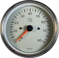 Tachometer 85mm Electronic 0 – 8000 RPM (Chrome/White)