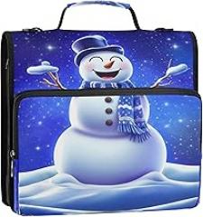 Cute Winter Smile Snoman 1 1/2 Inch 3 Ring Binders D Ring Zip up Binder Organizer Binder with Shoulder Strap for School Portfolio Hold 500 Sheets Holder