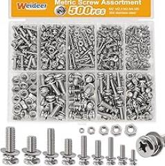 weideer 500Pcs Nut and Bolt Assortment Kit,M2 M2.5 M3 M4 M5 Machine Screws, 304 Stainless Steel Combination Screws for Electronics,Motorcycle,DIY Projects K-188