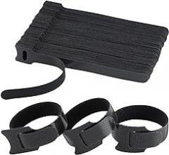 50pcs Cable Ties Reusable Black Wire 6 Inch Ties Cable Management Cord Ties Reusable for Electronics Hook and Loop Cable Ties for Computer