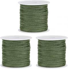 Tool parts Nylon Cord DIY Making Satin String Craft Wire 147ft - Light Army for Green - 3Pcs