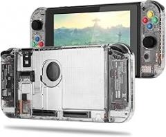 DIY Replacement Housing Shell Case Set for Switch NS NX Console and Right Left Switch Joy-Con Controller Without Electronics (Clear Set)