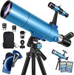 Telescope for Adults & Kids, 80mm Aperture 500mm (20X-150X) Professional Refractor Telescope for Astronomy Beginners, Portable Travel Telescopes with Tripod Phone Adapter, Stickers, Backpack
