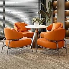 Meeting Table, Office Reception Round Table, Small Round Table Simple Reception Table and Chair Set, Coffee Table and Chair Set, for Balcony, Meeting, Room, Cafe(Orange)