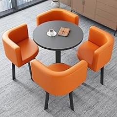 Office Conference Tables, Office Reception Room Club Table and Chair Set, Cafe Balcony Living Room Simple Round Dining Table, Sales Office Meetings Small Tables(Orange)