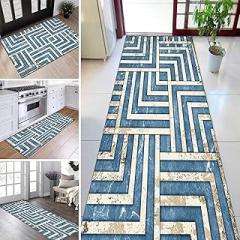 Geometric Narrow Runner Rug for Entryway，Corridor，Kitchen，Bedroom，Living Room Floor Non-Slip Mat，Indoor Hallway Runner Carpet 60cm/80cm/90cm Wide (Size : 2 ft × 4.9 ft)