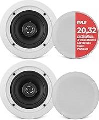 Pyle 6.5” Ceiling Wall Mount Speakers-Pair of 2-Way Midbass Woofer Speaker 1/2'' Polymer Dome Tweeter Flush Design w/70Hz-20kHz Frequency Response&200 Watts Peak Easy Installation-Pyle PDIC61RD