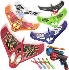 Fuwidvia 6 Pack Airplane Launcher Toys, LED Foam Airplane Toys for Kids, Outdoor Plane Flying Toys for Boys Girls Toys Age 3 4 5 6 7 8 9 10 11 12 Year Old boy Birthday Gift Ideas