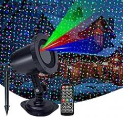Christmas Laser Light Porjector Outdoor Waterproof, Laser Projector Lights RGB 3-Color Star Shower Laser Lights, Remote Control & Timing, Perfect for Holidays Party, Garden Décor