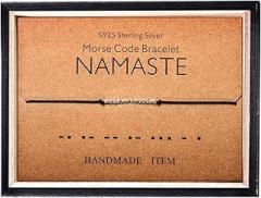 KGBNCIE Morse Code Bracelet for Women Sterling Silver Beads on Silk Cord Secret Message Fuck Friendship Inspirational Encouragement Bracelet Gift for Her