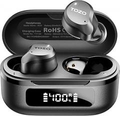 TOZO NC9 Hybrid Active Noise Cancelling Wireless Earbuds, 6 Mics ENC Clear Call, IPX8 Waterproof, in Ear Bluetooth 5.3 Headphones Stereo Bass Ear Buds 60H Playtime with LED Display 32 EQs via APP