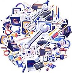 35pcs Electronics Technology Tools DIY Stickers Stationery Stickers Minimalist for DIY Phone Guitar Laptop Notebook Suitcase Cup Suitcase Fridge Phone Luggage Laptop Guitar Car Sticker Toys