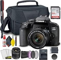 Canon EOS 800D / Rebel T7i DSLR Camera with 18-55mm Lens + Creative Filter Set, EOS Camera Bag + Sandisk Ultra 64GB Card + 6AVE Electronics Cleaning Set, and More (International Model) (Renewed)