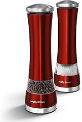 Morphy Richards 974221 Accents Electronic Salt and Pepper Mill Set, Stainless Steel, Red